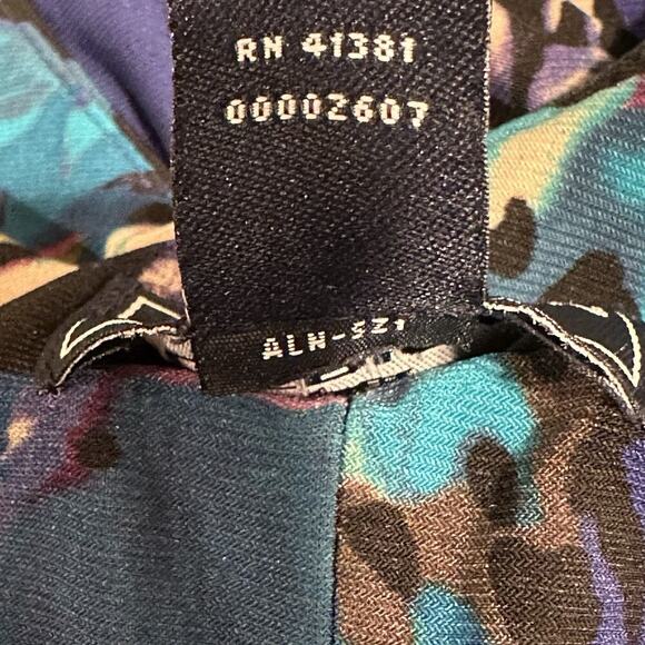 American Living Floral Ruched Dress | Size 14 |‎ Blue Purple | Sleeveless Sheath - Picture 8 of 10